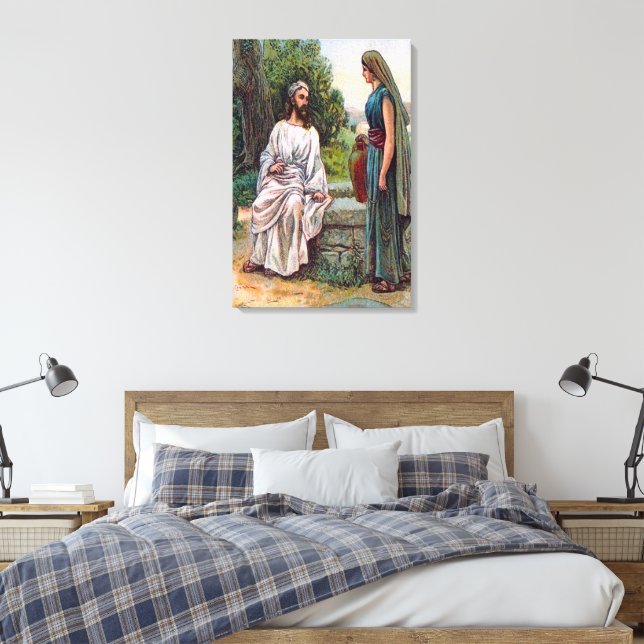 John 4 Jesus bietet die lebendige Wasser-Leinwand Leinwanddruck (Insitu (Schlafzimmer))