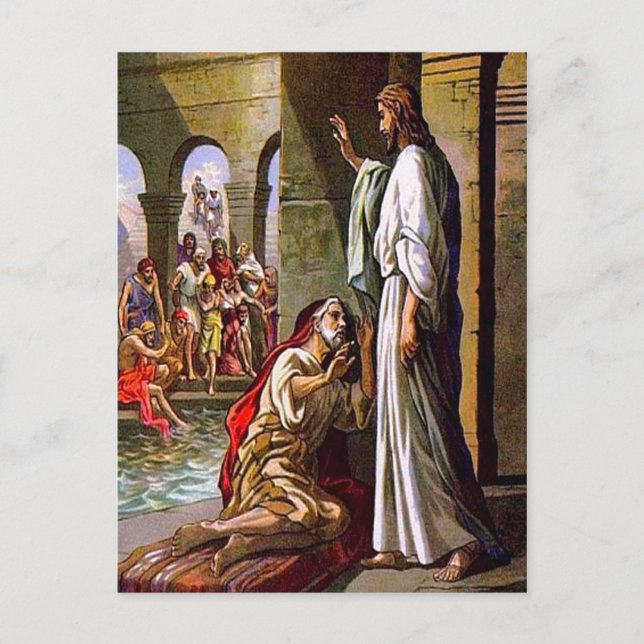 John 5:1-15 Nimm deine Mutter auf und geh Postkart Postkarte (Vorderseite)