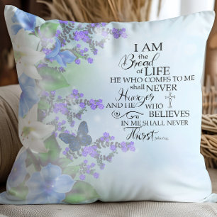 John 635 Brot des Lebens blaue floral Inspirierend Kissen