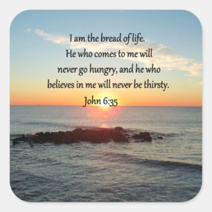 JOHN 6:35 SUNRISE FOTO DESIGN QUADRATISCHER AUFKLEBER