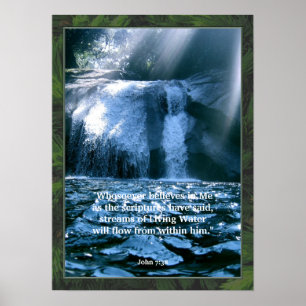 John 7:38 Écriture d'eau vive Poster Imprimer