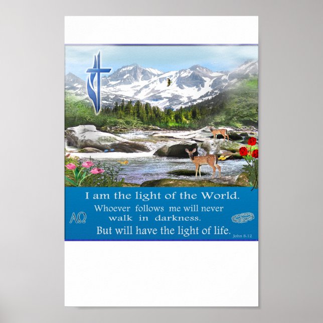 John 8:12 Ich bin das Lichtplakat Poster (Vorne)
