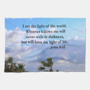 JOHN 8:12 PALMBÄUME UND OZEAN FOTO DESIGN HANDTUCH