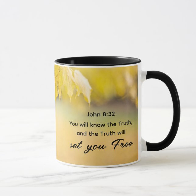 John 8:32 Die Wahrheit Set dir FREE Bibelverse Tasse (Rechts)