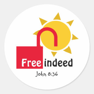 John 8:36 KOSTENLOS INDEED Customizable Christlich Runder Aufkleber