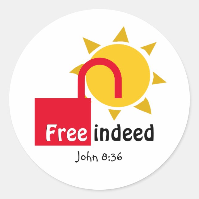 John 8:36 KOSTENLOS INDEED Customizable Christlich Runder Aufkleber (Vorderseite)