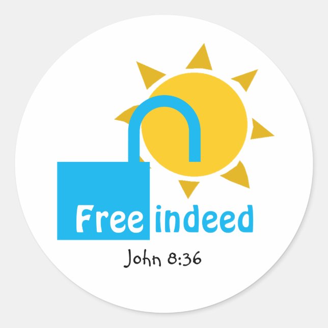 John 8:36 KOSTENLOS INDEED Customizable Christlich Runder Aufkleber (Vorderseite)