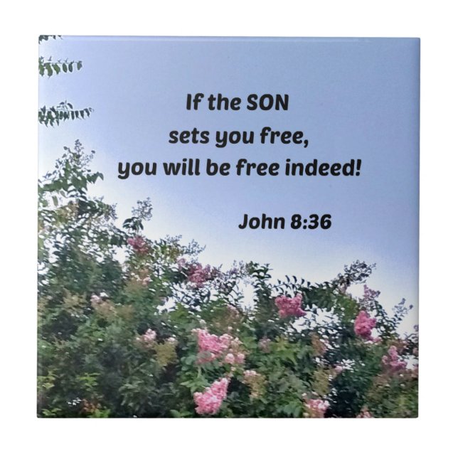 John 8:36 Wenn der Sohn Sets, die du frei hast, wi Fliese (Vorderseite)