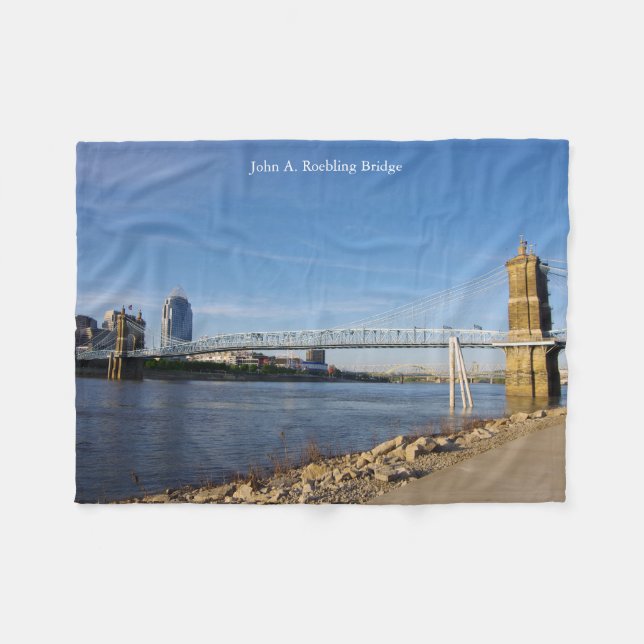 John A. Roebling Bridge Fleece Decke (Vorderseite (Horizontal))