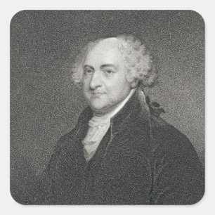 John Adams, eingraviert von James Barton Longacre  Quadratischer Aufkleber