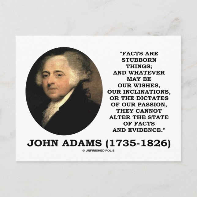 John Adams Fakten sind hartnäckige Beweise Postkarte (Vorderseite)