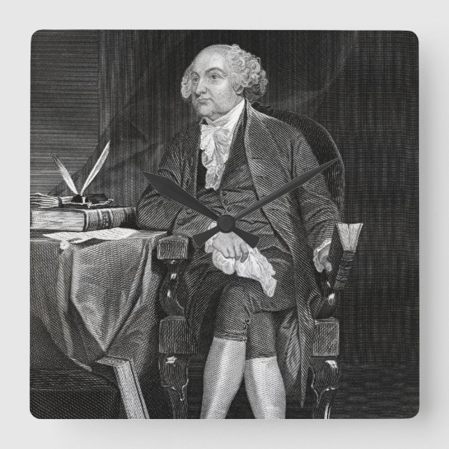 John Adams Quadratische Wanduhr (Vorderseite)