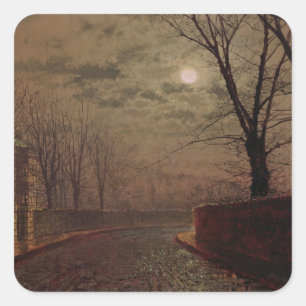 John Atkinson Grimshaw   Moonlit Street Scene, 188 Quadratischer Aufkleber