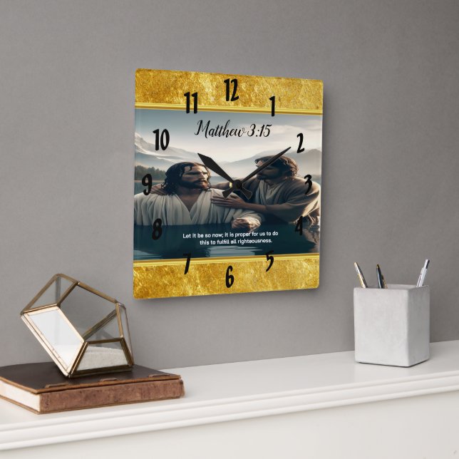 John Baptist Jesus Christus mit dem Glauben Quadratische Wanduhr (Büro)