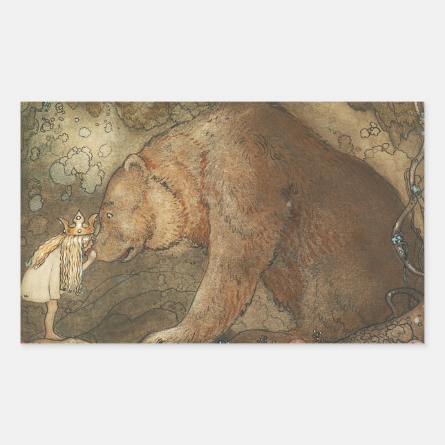 John Bauer - Arme Little Basse Rechteckiger Aufkleber (Vorderseite)