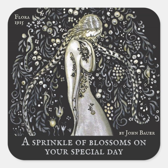 John Bauer Blume sprinkle CC1149 Quadratischer Aufkleber (Vorderseite)