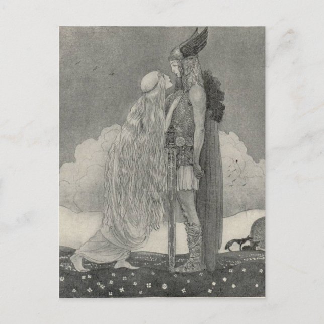John Bauer - Freyja und Svipdag Postkarte (Vorderseite)