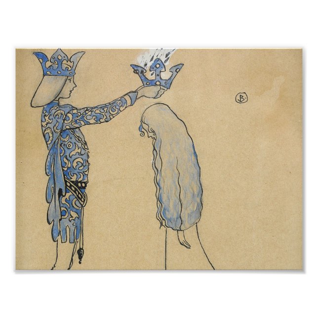 John Bauer - Lege den Prinzen dann eine Krone Gold Fotodruck (Vorne)