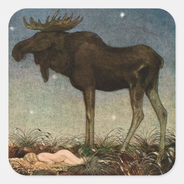 John Bauer - Skutt von Tuvstarr 1913 Quadratischer Aufkleber (Vorderseite)