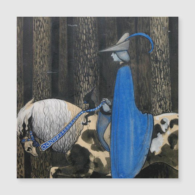 John Bauer The Blue Cloak Circa 1913 Magnetkarte (Vorderseite)