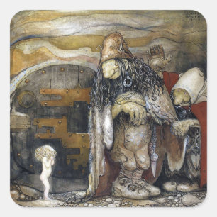 John Bauer Troll Quadratischer Aufkleber