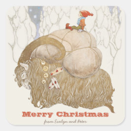 John Bauer Weihnachten Ziege Julbocken CC1027 Weih Quadratischer Aufkleber