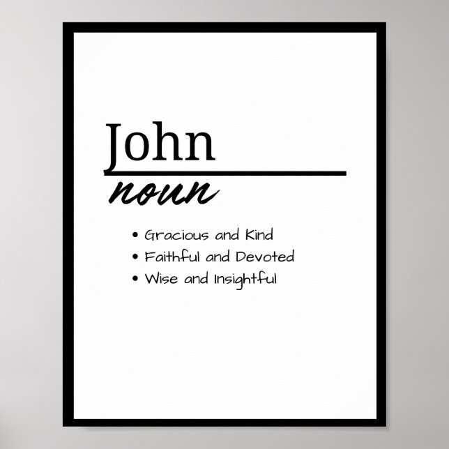 John, Boy Personalisiert Name Definition Poster (Vorne)