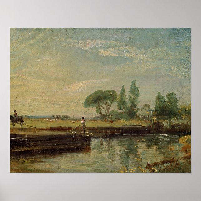 John Constable | A Barge below Flatford Lock, c.18 Poster (Vorne)