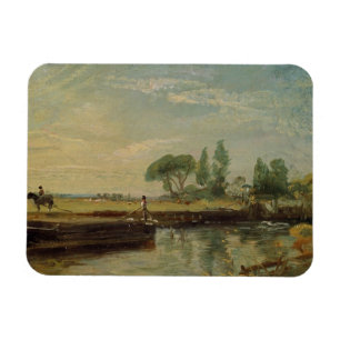 John Constable ein Lastkahn unter Flatford Magnet