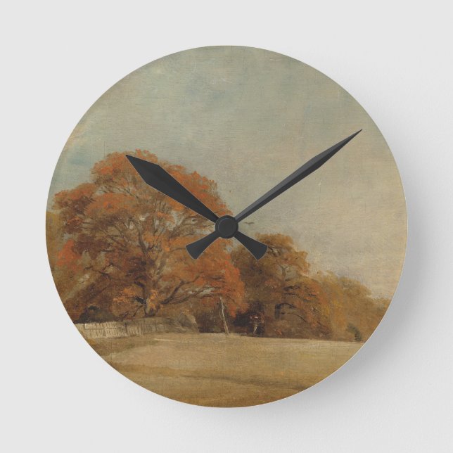 John Constable | eine herbstliche Landschaft an Runde Wanduhr (Vorderseite)