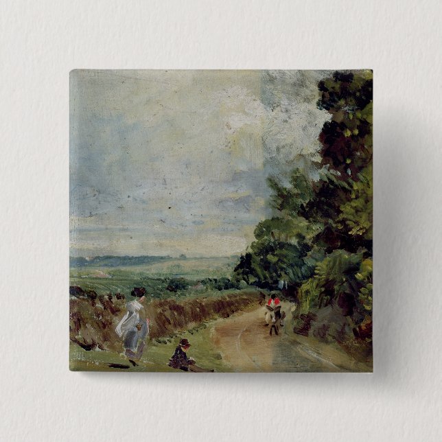 John Constable | eine Landstraße mit Bäumen und Button (Vorderseite)