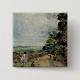 John Constable eine Landstraße mit Bäumen und Button
