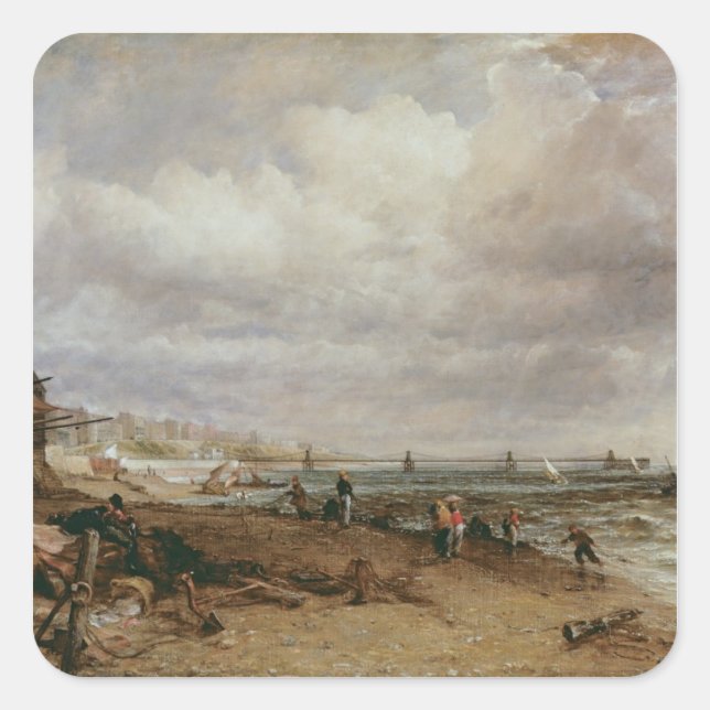 John Constable | Meeresparade und alter Kettenpfei Quadratischer Aufkleber (Vorderseite)