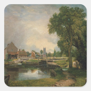 John Constable   Schleuse Dedham und Mill, 1820 Quadratischer Aufkleber