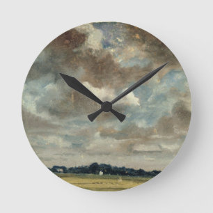 John Constable   Umfassende Landschaft mit Grau Cl Runde Wanduhr