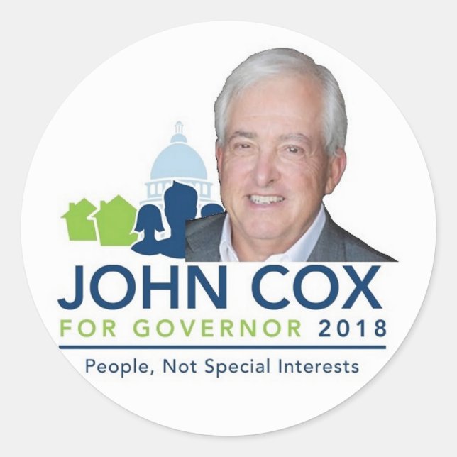 John COX Governor 2018 Runder Aufkleber (Vorderseite)