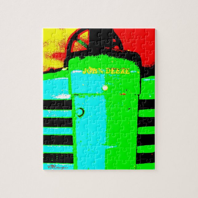 John Deere Green Tractor Farm Foto Art (Vertikal)