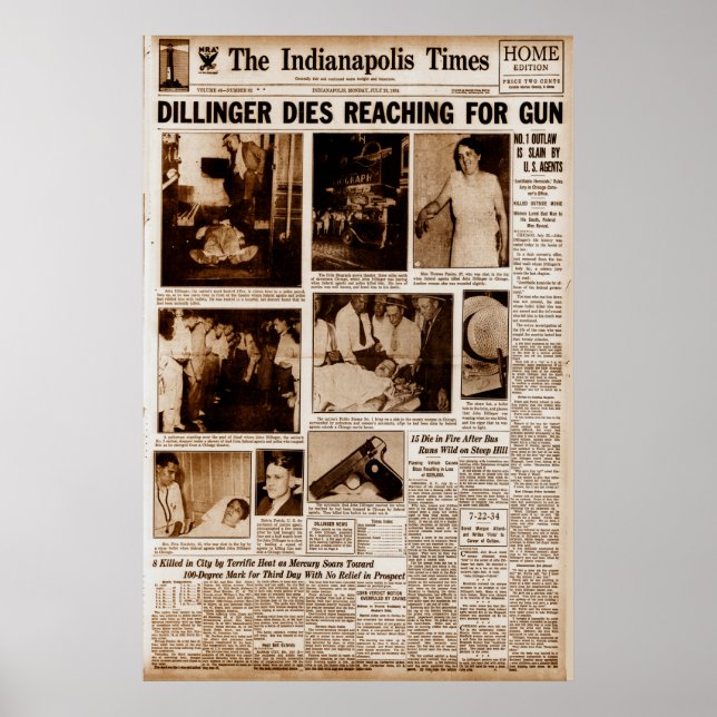 John Dillinger Staatsfeind #1 stirbt beim Erreiche Poster (Vorne)