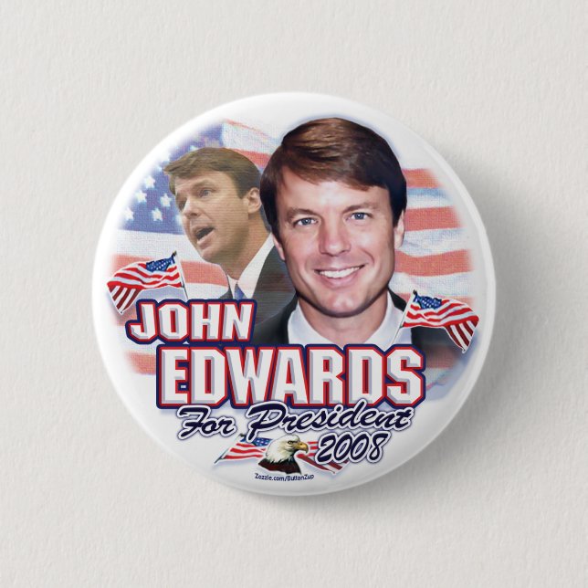 John Edwards für Präsidenten 2008 Knopf Button (Vorderseite)