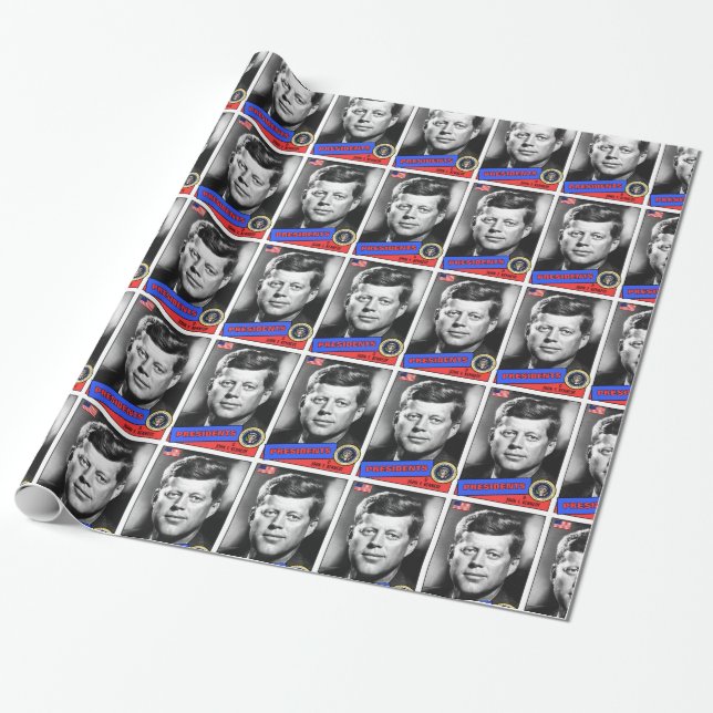 John F. Kennedy Baseball Card Geschenkpapier (Ungerollt)
