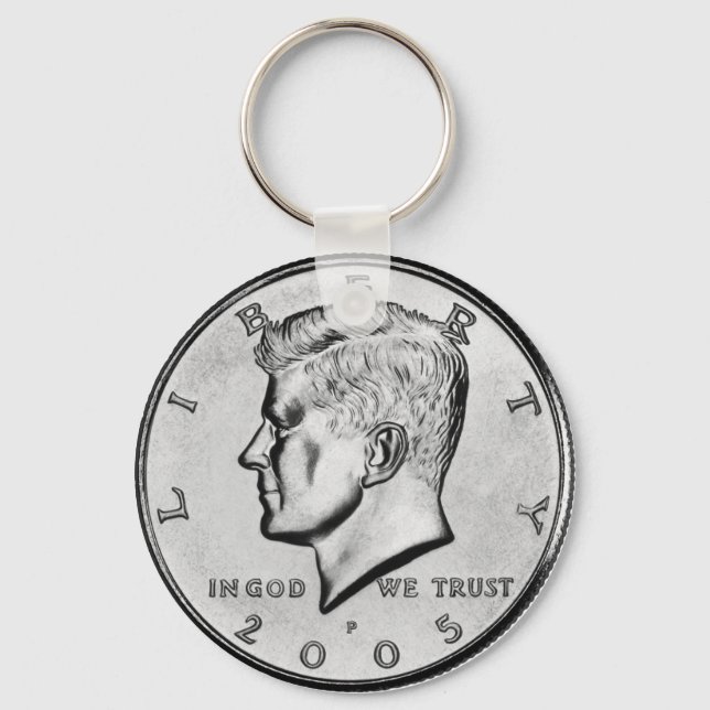 John F Kennedy Half Dollar Coin Schlüsselkette. Schlüsselanhänger (Vorderseite)