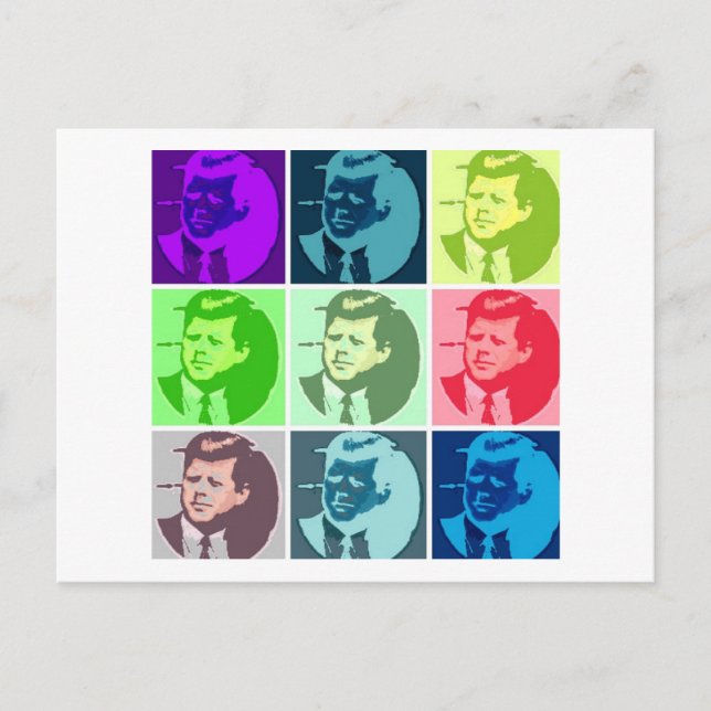 John F Kennedy Pop Art Postkarte (Vorderseite)