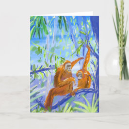 John-Farbstoff-Kunst-Karten-Orang-Utans in Borneo Feiertagskarte