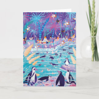 John-Farbstoff-Kunst-Karten-Pinguinpool am Zoo Feiertagskarte