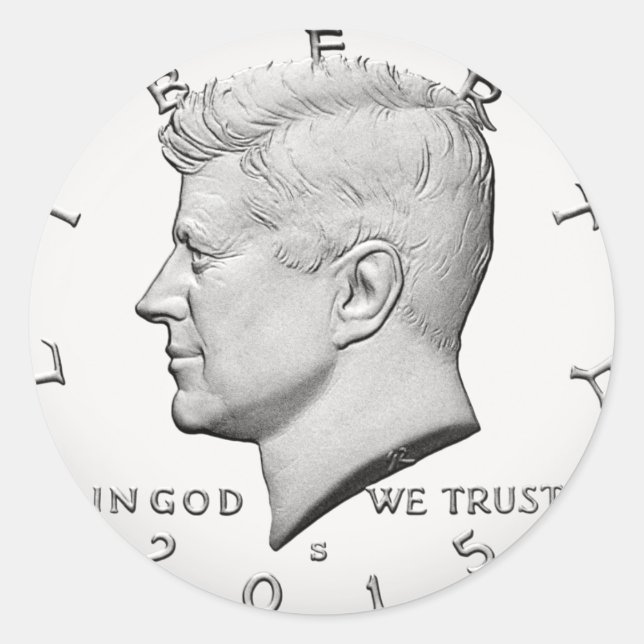 John Fitzgerald Kennedy Half Dollar Runder Aufkleber (Vorderseite)