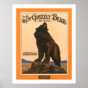 John Frew - Grizzly Bear Rag Poster