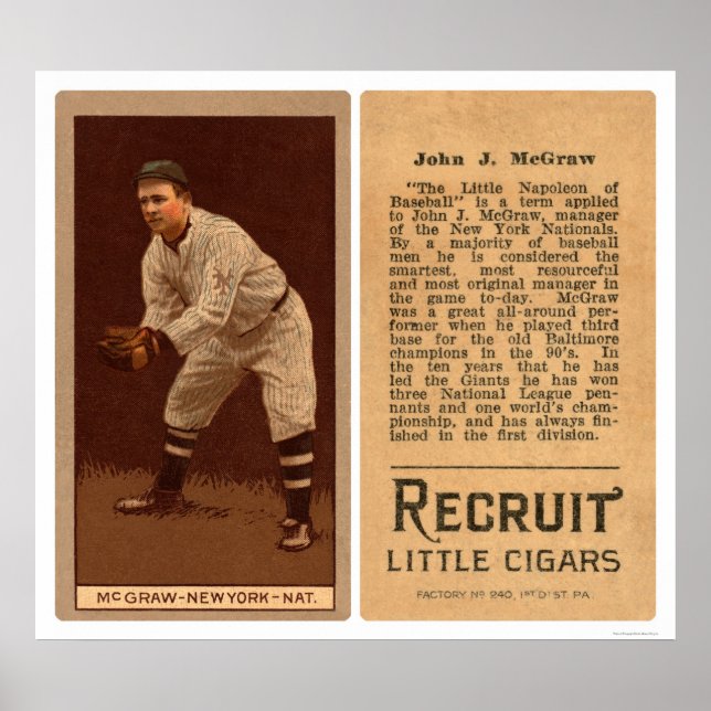 John J McGraw Giants Baseball 1911 Poster (Vorne)