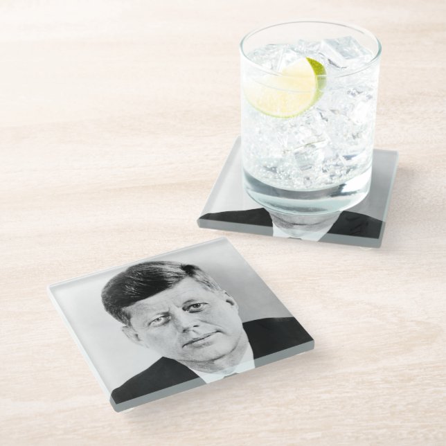 John Jack Kennedy, das Weiße Haus des Präsidenten  Glasuntersetzer (Schrägansicht)