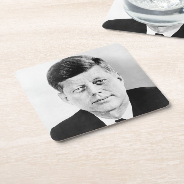 John Jack Kennedy, das Weiße Haus des Präsidenten  Rechteckiger Pappuntersetzer (angewinkelt)