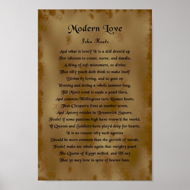 John Keats, Moderne Liebe Poster (Vorne)